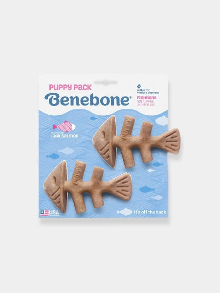 Pack De 2 Jouets à Mâcher Pour Chiot - Fishbone Au Saumon 🐟 - Benebone 3 Pack De 2 Jouets à Mâcher Pour Chiot - Fishbone Au Saumon 🐟 - Benebone
