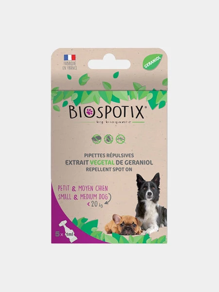 Pipettes Insectifuges Biospotix - Petits/Moyen Chiens - Biogance 3 Pipettes Insectifuges Biospotix - Petits/Moyen Chiens - Biogance