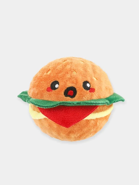 Balle En Peluche Pour Chien - Food Party Hamburger - HugSmart 3 Balle En Peluche Pour Chien - Food Party Hamburger - HugSmart