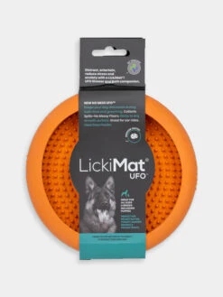 Bol D'enrichissement Et De Léchage Avec Ventouses LickiMat UFO - Orange -Animalerie Lickimat tapis lechage occupation chien ufo orange 4