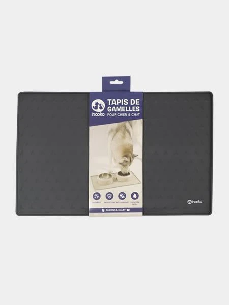 Tapis De Gamelle Pour Chien Et Chat - Gris Foncé 3 Tapis De Gamelle Pour Chien Et Chat - Gris Foncé