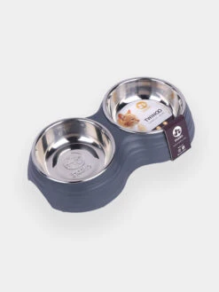 Gamelle Double TWINOO Pour Chat - Gris