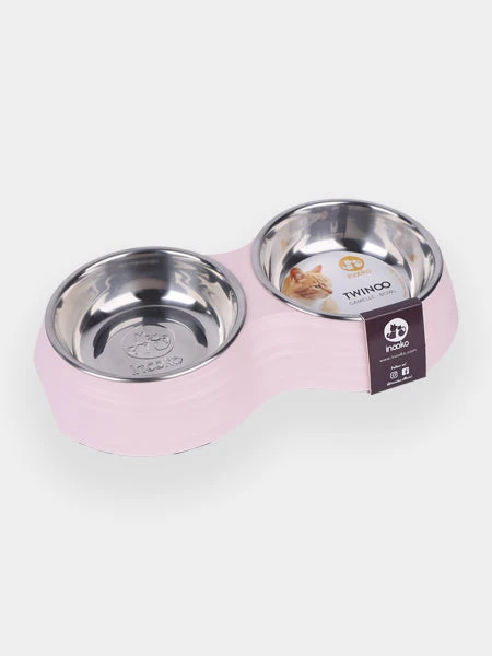 Gamelle Double TWINOO Pour Chat - Rose 4 Gamelle Double TWINOO Pour Chat - Rose – Image 2