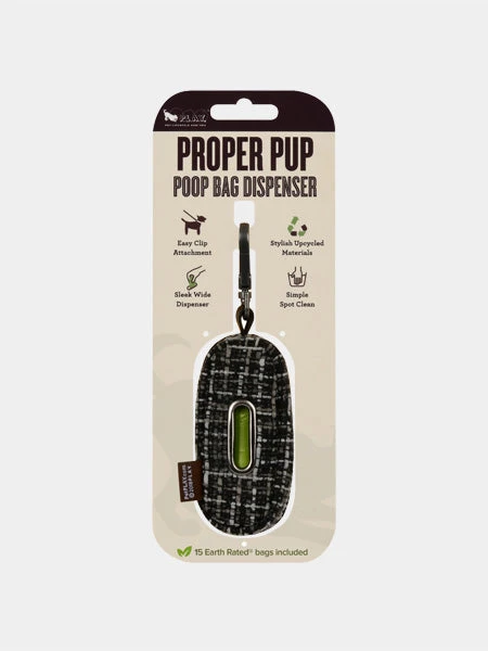 Distributeur Sacs à Crottes Pour Chien En Tissu - Tweed Noir Et Gris 4 Distributeur Sacs à Crottes Pour Chien En Tissu - Tweed Noir Et Gris – Image 2