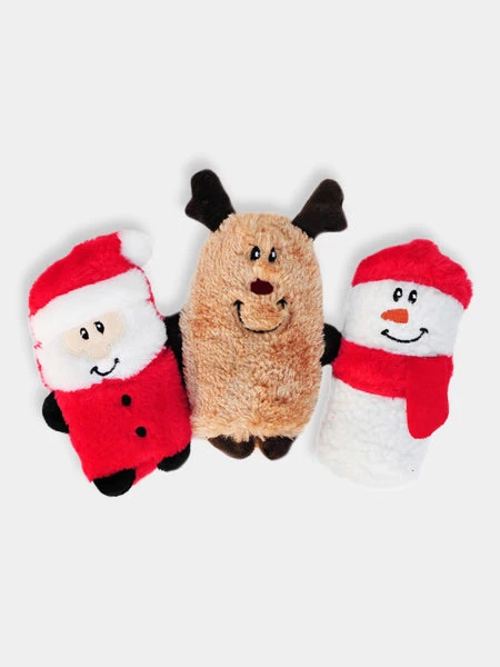Lot De 3 Mini Peluches De Noël Pour Chien - Squeakie Buddies - Zippy Paws 3 Lot De 3 Mini Peluches De Noël Pour Chien - Squeakie Buddies - Zippy Paws